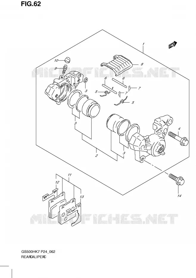 ETRIER DE FREIN ARRIERE Suzuki MOTO 500 GS-F 2010  GS500FHL0(P24)