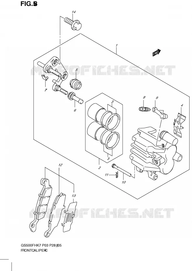 ETRIER DE FREIN AVANT Suzuki MOTO 500 GS-F 2010  GS500FHL0(P3)