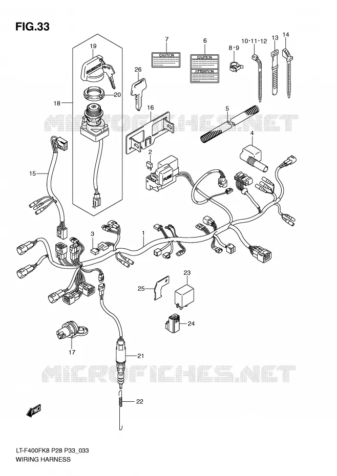 FAISCEAU ELECTRIQUE (MODEL K8/K9) Suzuki QUAD 400 KINGQUAD 2010  LT-F400FL0(P28/P33)