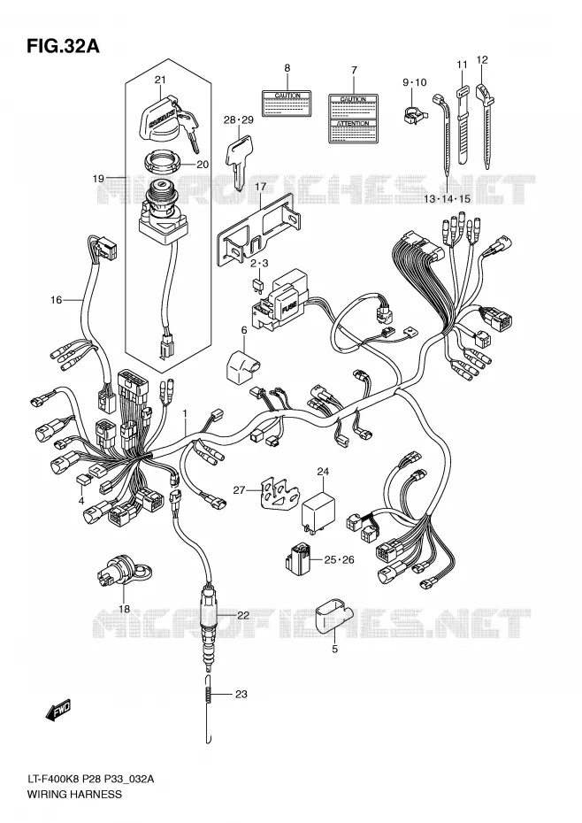FAISCEAU ELECTRIQUE (MODEL L0) Suzuki QUAD 400 KINGQUAD 2009  LT-F400K9(P28/P33)