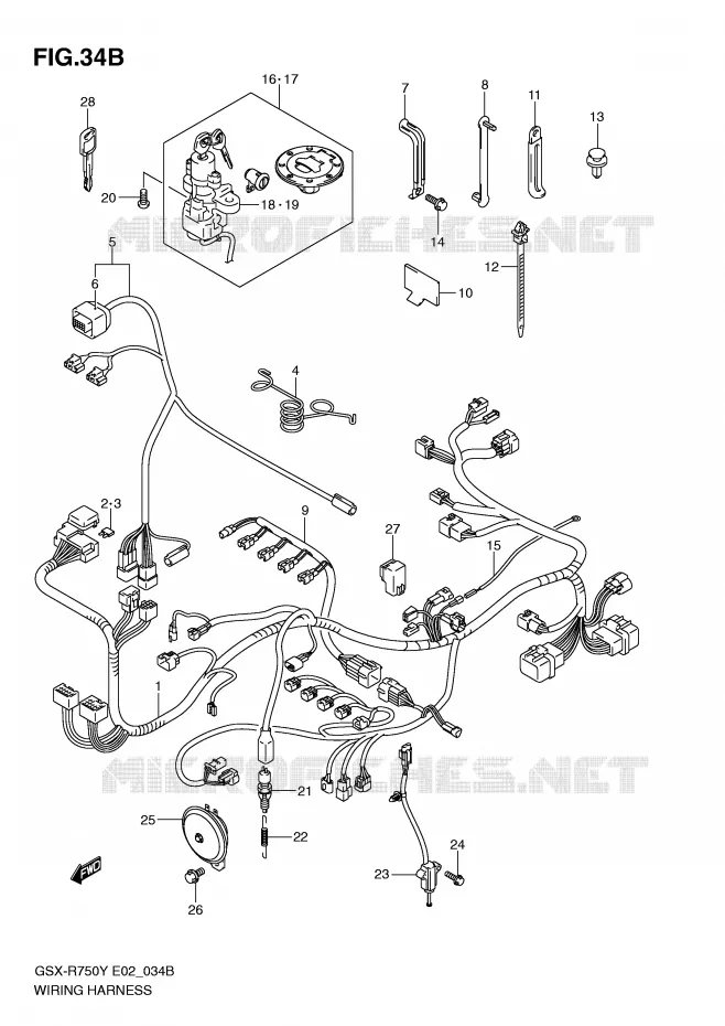 FAISCEAU ELECTRIQUE (MODELE K3) Suzuki MOTO 750 GSX-R 2001  GSX-R750K1(E2)