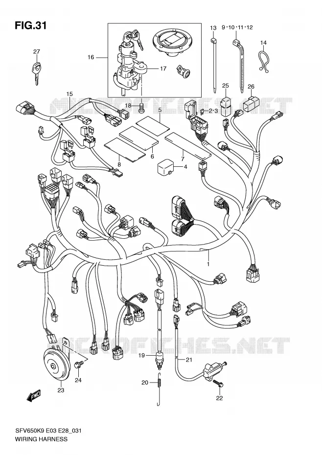 FAISCEAU ELECTRIQUE Suzuki MOTO 650 GLADIUS 2010  SFV650AL0(E3/E28)