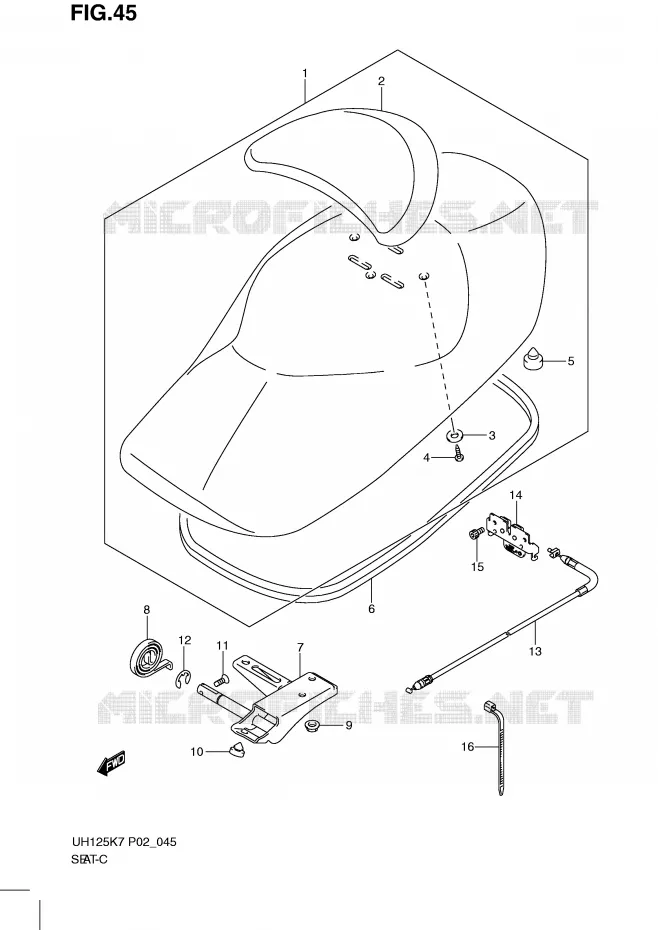 FIG. 45 (F-13) SEAT Suzuki SCOOTER 125 BURGMAN 2008  UH125K8(P2)
