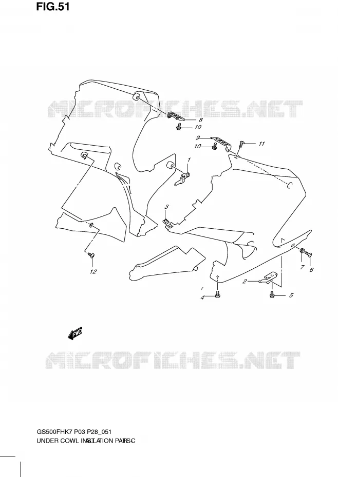 FIXATION DE CARENAGES (WITH COWLING) Suzuki MOTO 500 GS-E 2007  GS500HK7(P3)