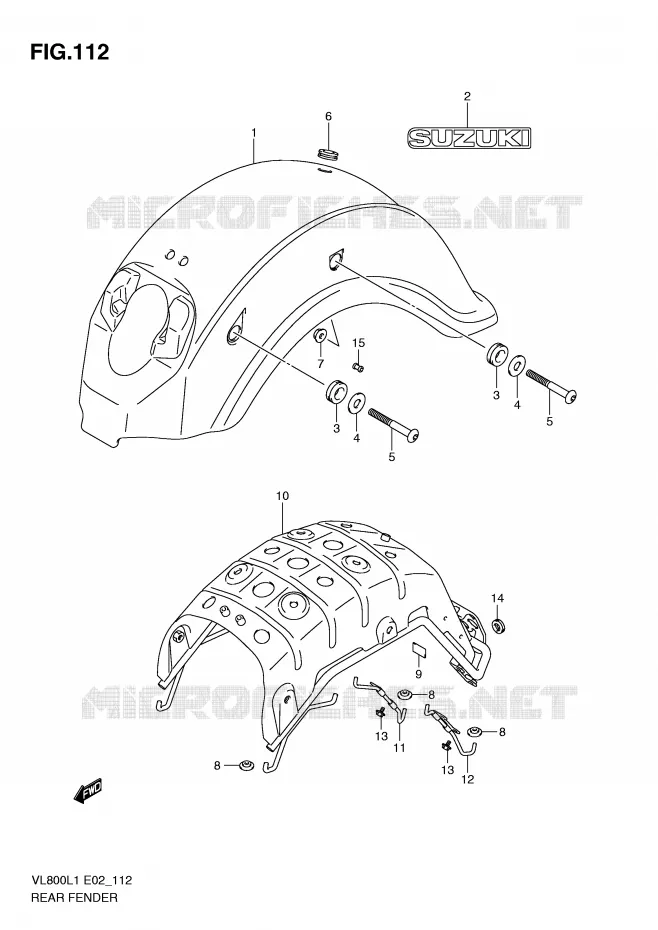 GARDE BOUE ARRIERE (VL800L1 E24) Suzuki MOTO 800 VOLUSIA 2011  VL800UEL1(E2)