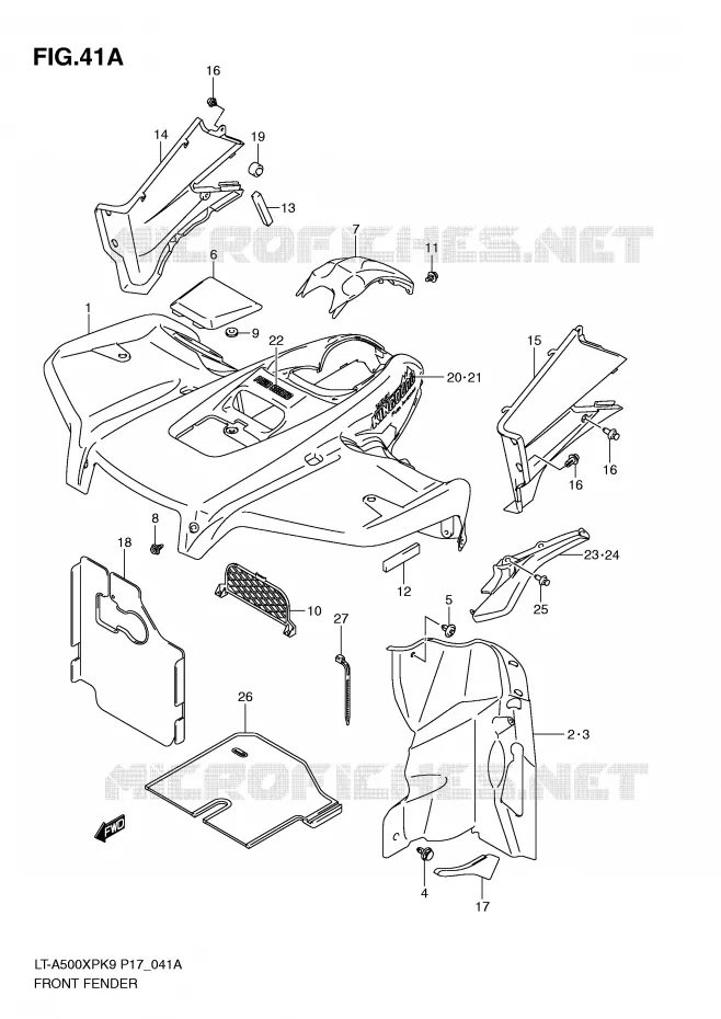 GARDE BOUE AVANT (MODEL L0) Suzuki QUAD 500 KINGQUAD 2010  LT-A500XPL0(P17)