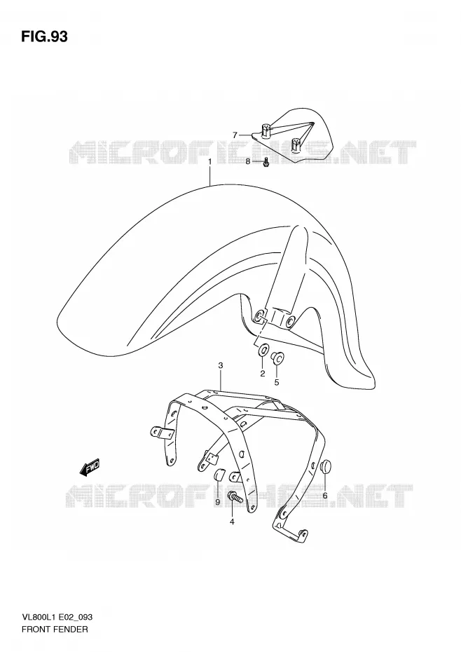 GARDE BOUE AVANT (VL800L1 E24) Suzuki MOTO 800 VOLUSIA 2011  VL800L1(E2)