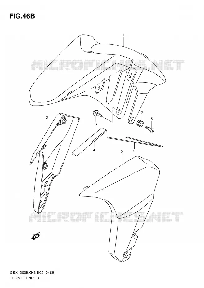 GARDE BOUE AVANT (WITHOUT ABS,MODEL L0) Suzuki MOTO 1300 B-KING 2010  GSX1300BKUFL0(E2)