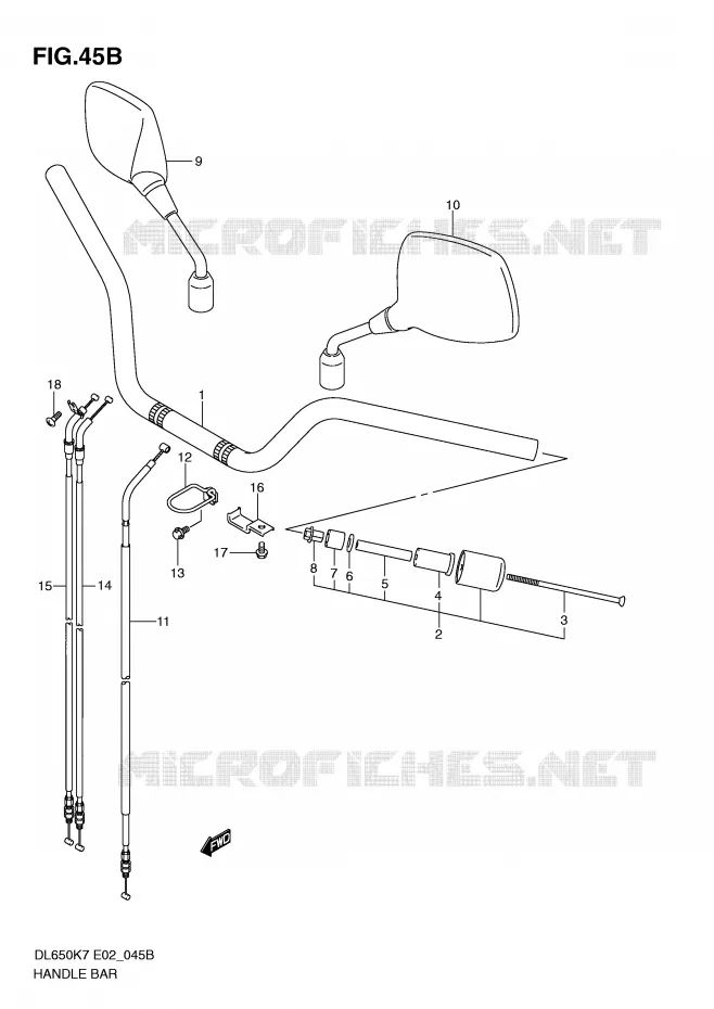 GUIDON (MODEL K9 P37/MODEL L0) Suzuki MOTO 650 V-STROM 2007  DL650AK7(E2)