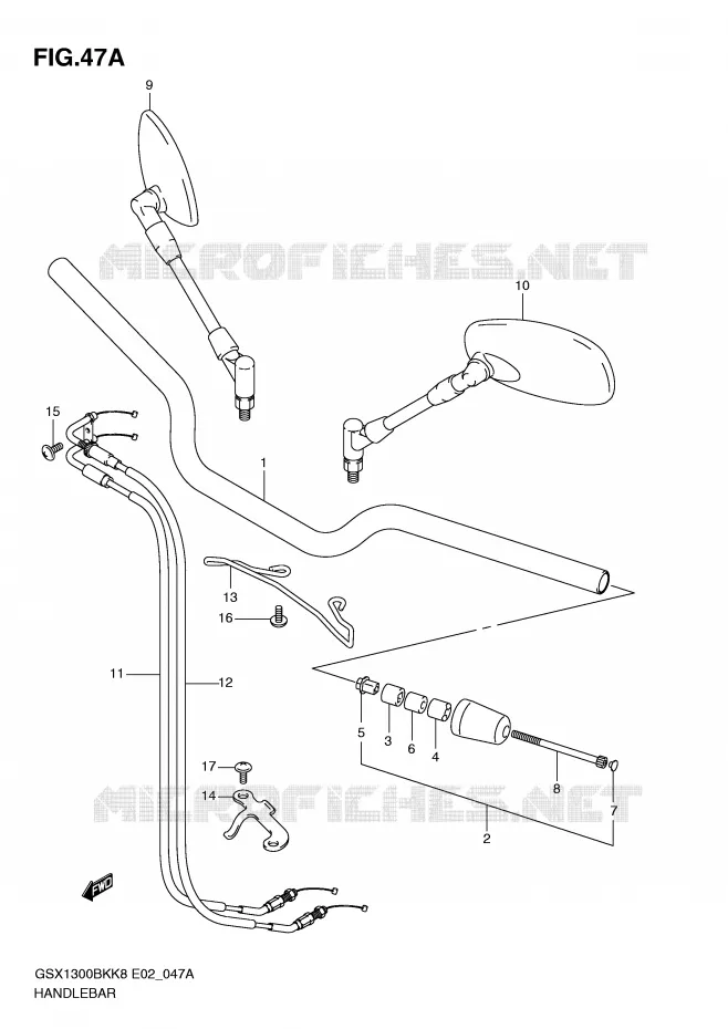 GUIDON (MODEL L0) Suzuki MOTO 1300 B-KING 2009  GSX1300BKAU2K8(E2)
