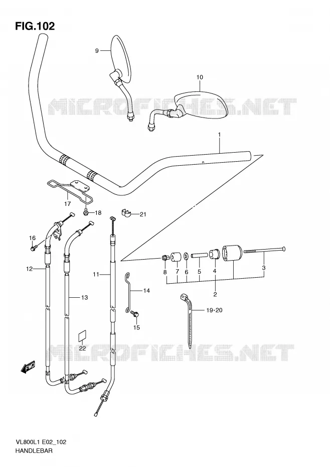 GUIDON (VL800L1 E24) Suzuki MOTO 800 VOLUSIA 2011  VL800L1(E2)