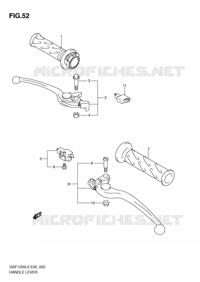 LEVIERS - POIGNEES (GSF1250L0) Suzuki MOTO 1250 BANDIT 2010  GSF1250AL0(E2)