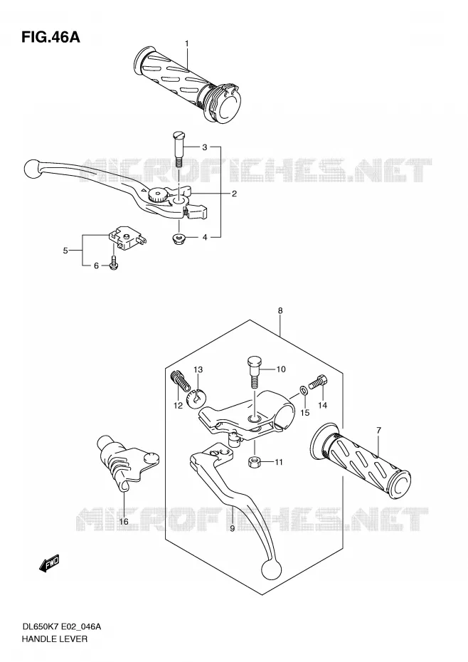LEVIERS - POIGNEES (MODEL K9 E2,E19,E24) Suzuki MOTO 650 V-STROM 2010  DL650AL0(E2)