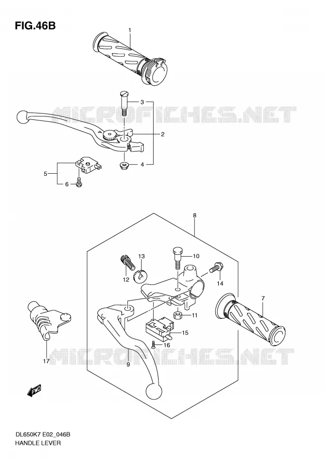 LEVIERS - POIGNEES (MODEL K9 P37/MODEL L0) Suzuki MOTO 650 V-STROM 2010  DL650L0(E2)