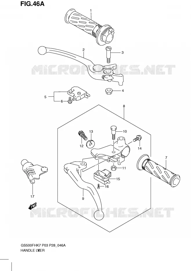 LEVIERS - POIGNEES (MODEL L0) Suzuki MOTO 500 GS-F 2007  GS500FHK7(P3)
