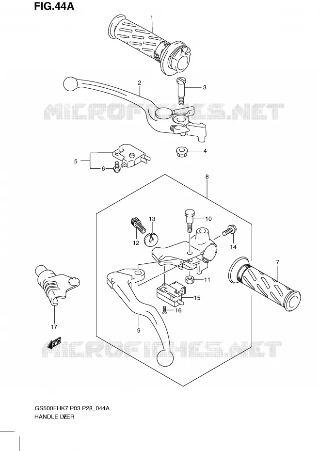 LEVIERS - POIGNEES (MODEL L0) Suzuki MOTO 500 GS-F 2008  GS500FHK8(P24)
