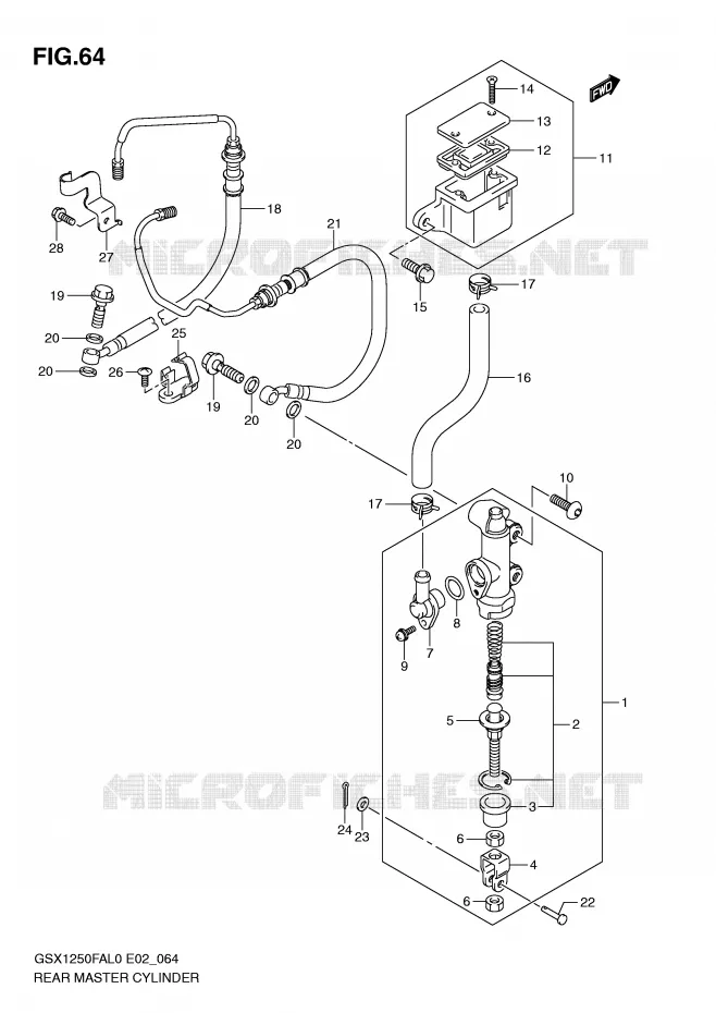 MAITRE CYLINDRE ARRIERE Suzuki MOTO 1250 GSX-F 2010  GSX1250FAL0(E2)