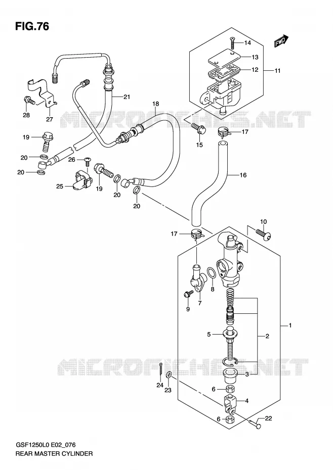 MAITRE CYLINDRE DE FREIN ARRIERE (GSF1250AL0) Suzuki MOTO 1250 BANDIT 2010  GSF1250AL0(E2)