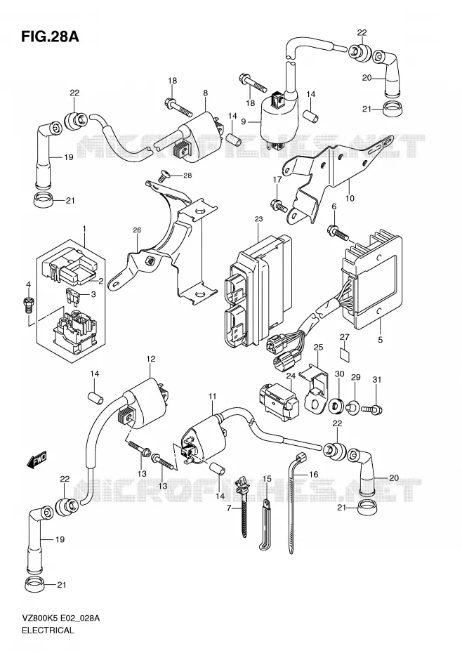 PARTIE ELECTRIQUE (MODEL K9) Suzuki MOTO 800 MARAUDER 2005  VZ800K5(E2)
