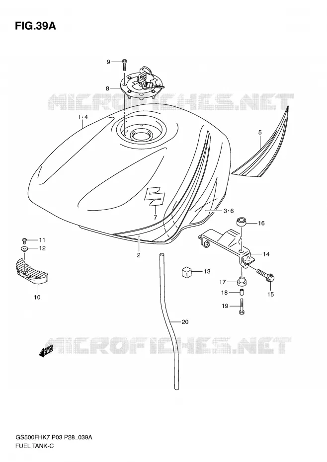RESERVOIR D'ESSENCE (MODEL K8) Suzuki MOTO 500 GS-F 2009  GS500FHK9(P3)