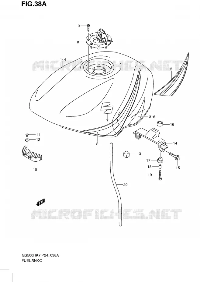RESERVOIR D'ESSENCE (MODEL K8) Suzuki MOTO 500 GS-F 2010  GS500FHL0(P24)