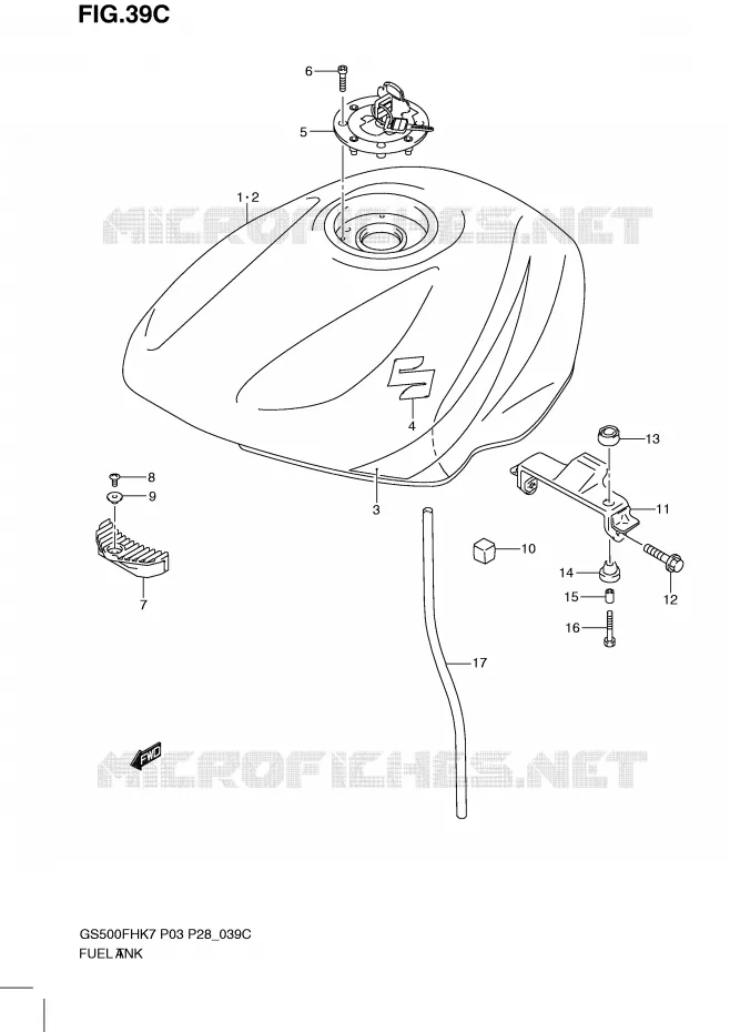 RESERVOIR D'ESSENCE (MODEL L0) Suzuki MOTO 500 GS-F 2007  GS500FHK7(P3)