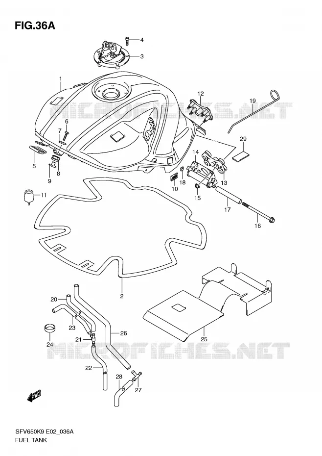 RESERVOIR D'ESSENCE (MODEL L0) Suzuki MOTO 650 GLADIUS 2010  SFV650L0(E2)