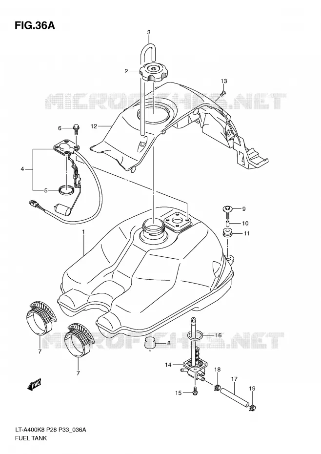 RESERVOIR D'ESSENCE (MODEL L0) Suzuki QUAD 400 EIGER 2009  LT-A400K9(P28/P33)