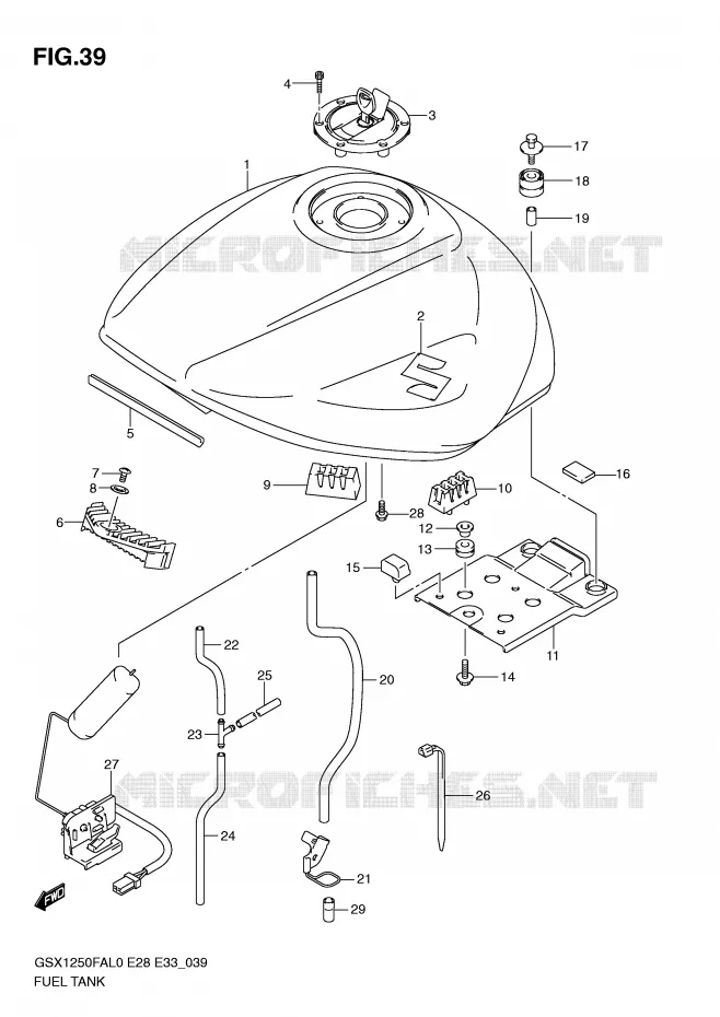 RESERVOIR D'ESSENCE Suzuki MOTO 1250 GSX-F 2010  GSX1250FAL0(E28/E33)