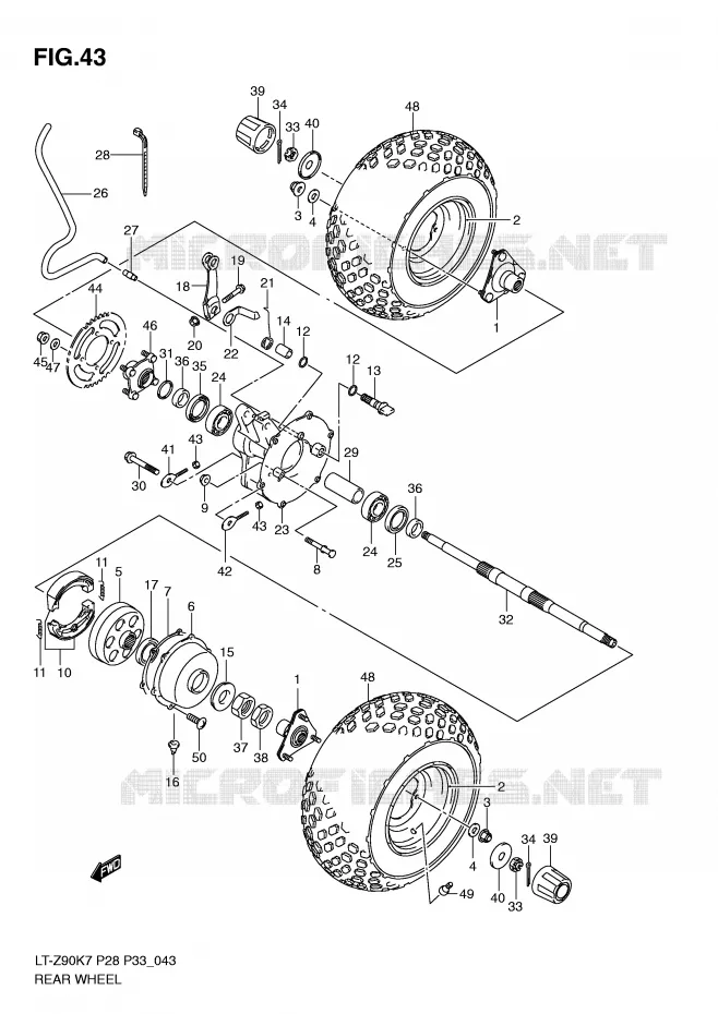 ROUE ARRIERE Suzuki QUAD 90 QUADSPORT 2010  LT-Z90L0(P28/P33)