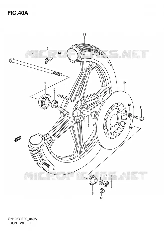 ROUE AVANT (GN125EV/EW/EX/EY/EK1) Suzuki MOTO 125 GN 1999  GN125EX(E2)