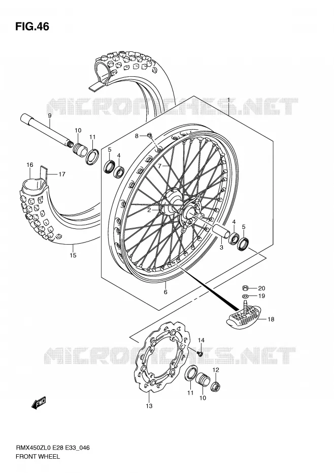 ROUE AVANT Suzuki MOTO 450 RMX-Z 2010  RMX450ZL0(E28/E33)