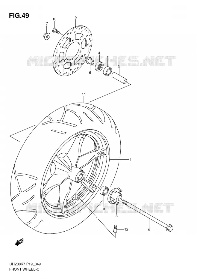 ROUE AVANT Suzuki SCOOTER 200 BURGMAN 2007  UH200K7(P19)