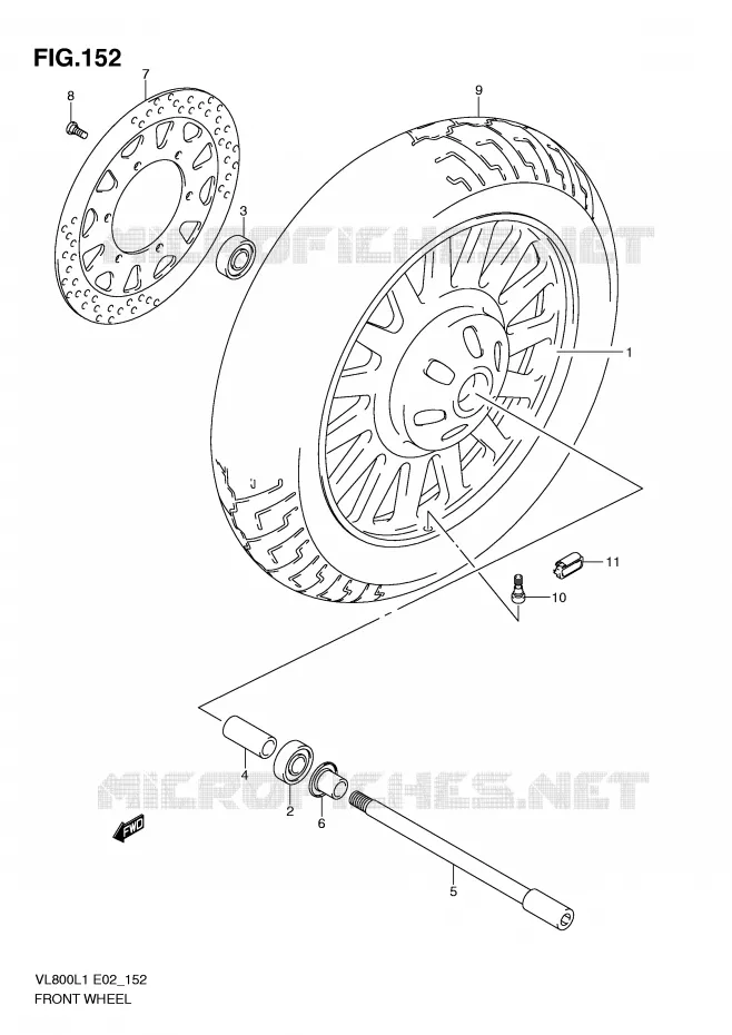 ROUE AVANT (VL800CL1 E19) Suzuki MOTO 800 VOLUSIA 2011  VL800CUEL1(E2)