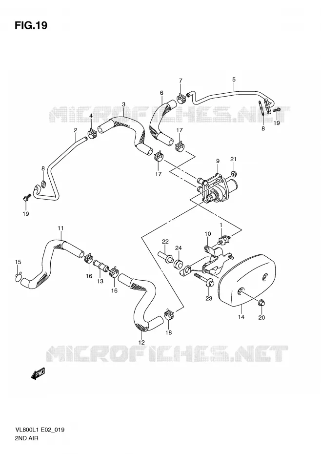 SYSTÈME DE RECYCLAGE GAZ D'ECHAPPEMENT Suzuki MOTO 800 VOLUSIA 2011  VL800CUEL1(E2)