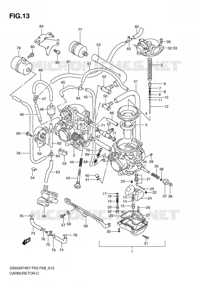 CARBURATEUR Suzuki MOTO 500 GS-F 2007  GS500FHK7(P3)