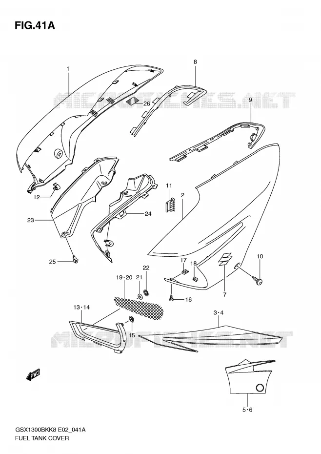 COUVRE RESERVOIR (MODEL L0) Suzuki MOTO 1300 B-KING 2011  GSX1300BKU2K8(E2)