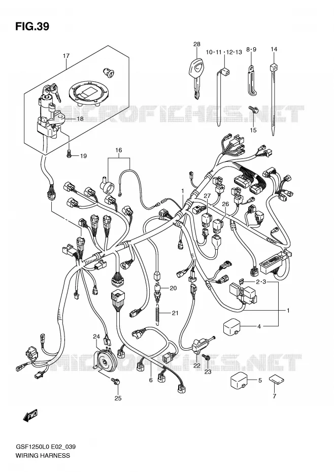 FAISCEAU ELECTRIQUE (GSF1250AL0) Suzuki MOTO 1250 BANDIT 2010  GSF1250AL0(E2)