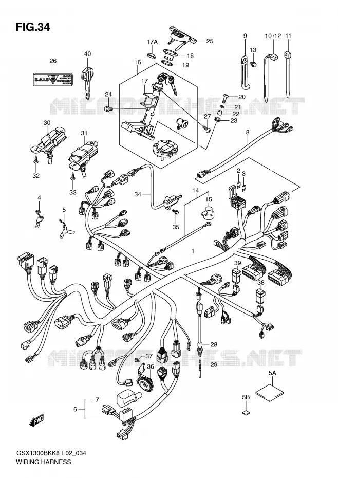 FAISCEAU ELECTRIQUE (GSX1300BK/U2/UF) Suzuki MOTO 1300 B-KING 2011  GSX1300BKU2K8(E2)