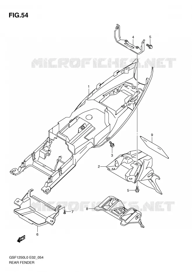 GARDE BOUE ARRIERE (GSF1250L0) Suzuki MOTO 1250 BANDIT 2010  GSF1250AL0(E2)