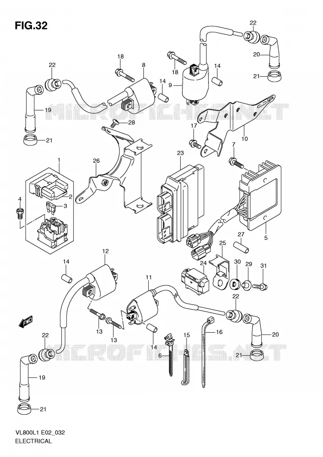 PARTIE ELECTRIQUE (VL800CL1 E19) Suzuki MOTO 800 VOLUSIA 2011  VL800CUEL1(E2)