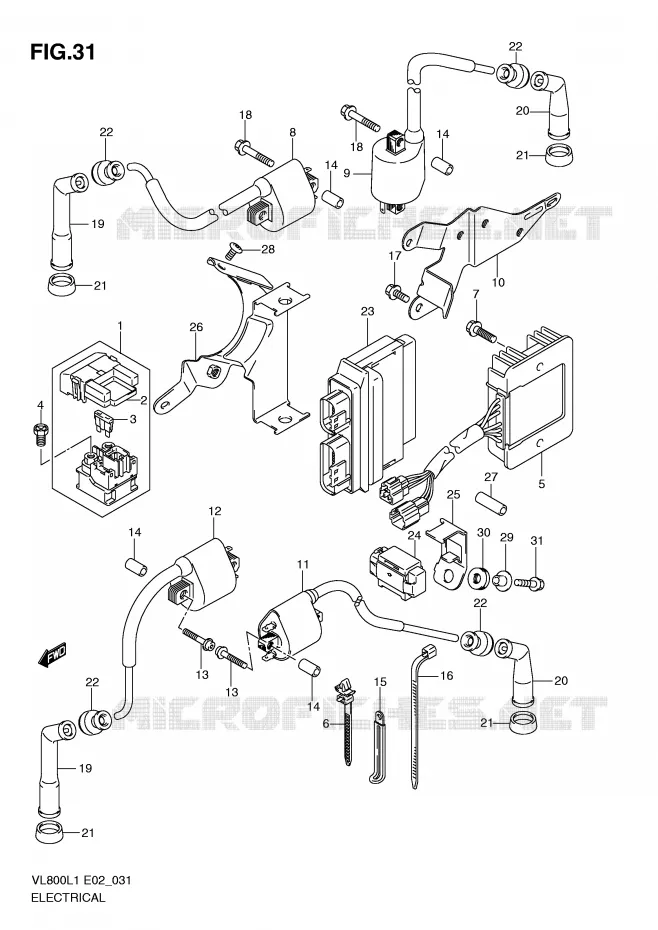 PARTIE ELECTRIQUE (VL800CL1 E2) Suzuki MOTO 800 VOLUSIA 2011  VL800CUEL1(E2)