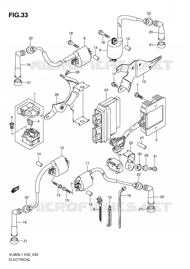 PARTIE ELECTRIQUE (VL800CL1 E24) Suzuki MOTO 800 VOLUSIA 2011  VL800L1(E2)