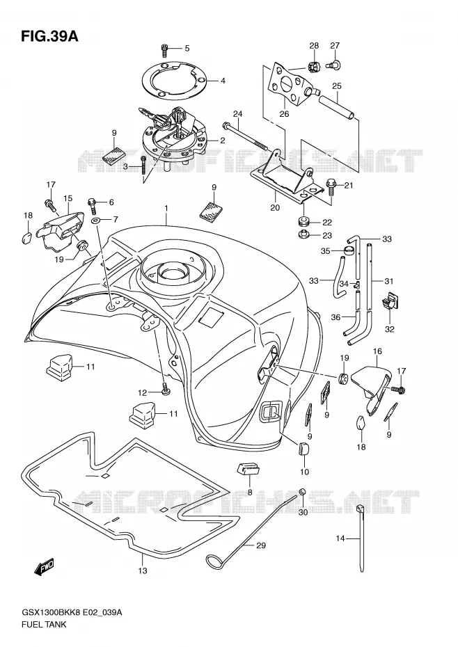 RESERVOIR D'ESSENCE (MODEL L0) Suzuki MOTO 1300 B-KING 2011  GSX1300BKAU2K8(E2)