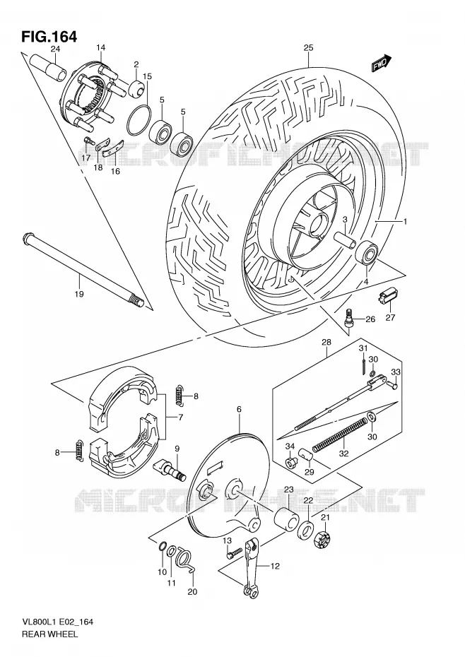 ROUE ARRIERE (VL800CL1 E2) Suzuki MOTO 800 VOLUSIA 2011  VL800UEL1(E2)