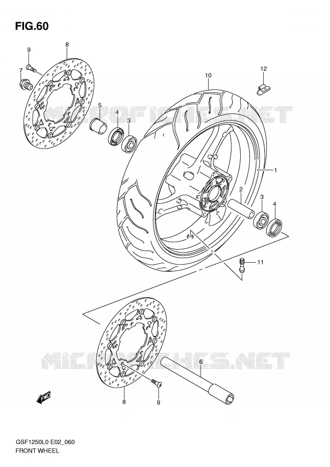 ROUE AVANT (GSF1250L0) Suzuki MOTO 1250 BANDIT 2010  GSF1250AL0(E2)
