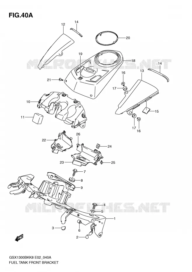 SUPPORT ET COUVRE RESERVOIR (MODEL L0) Suzuki MOTO 1300 B-KING 2012  GSX1300BKU2K8(E2)