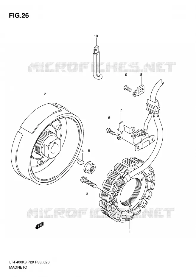 ALLUMAGE ROTOR - STATOR (MODEL K8/K9) Suzuki QUAD 400 KINGQUAD 2008  LT-F400K8(P28/P33)