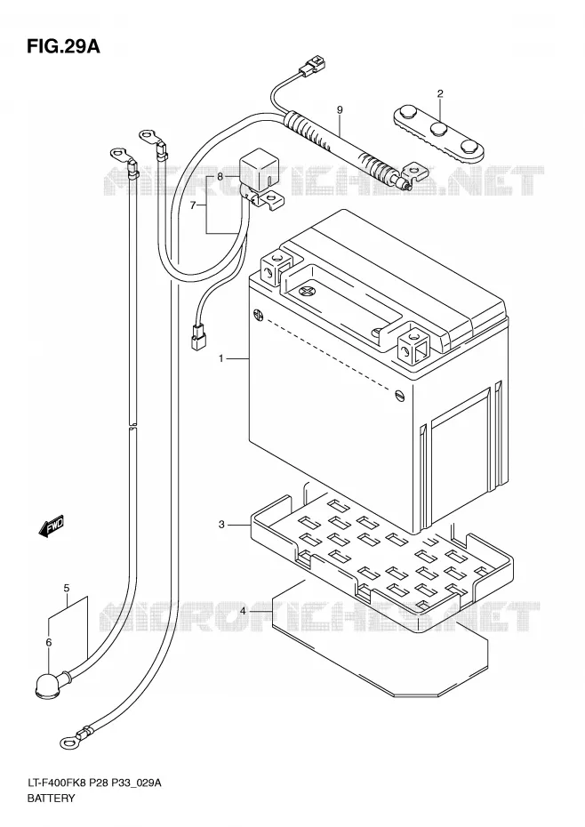 BATTERIE (MODEL L0) Suzuki QUAD 400 KINGQUAD 2009  LT-F400FK9(P28/P33)