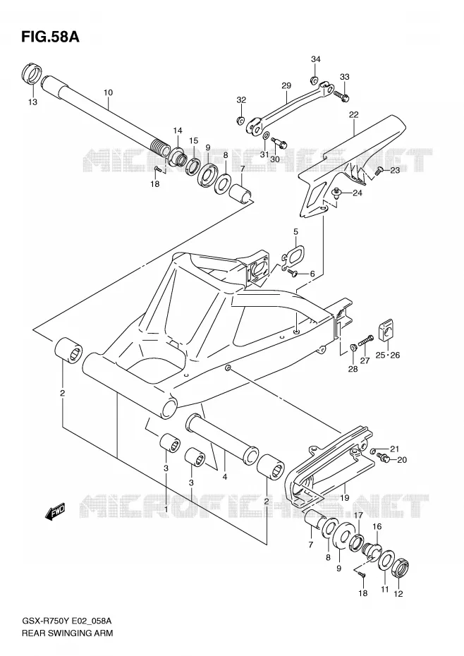 BRAS OSCILLANT ARRIERE (MODELE K2/K3) Suzuki MOTO 750 GSX-R 2003  GSX-R750U2K3(E2)